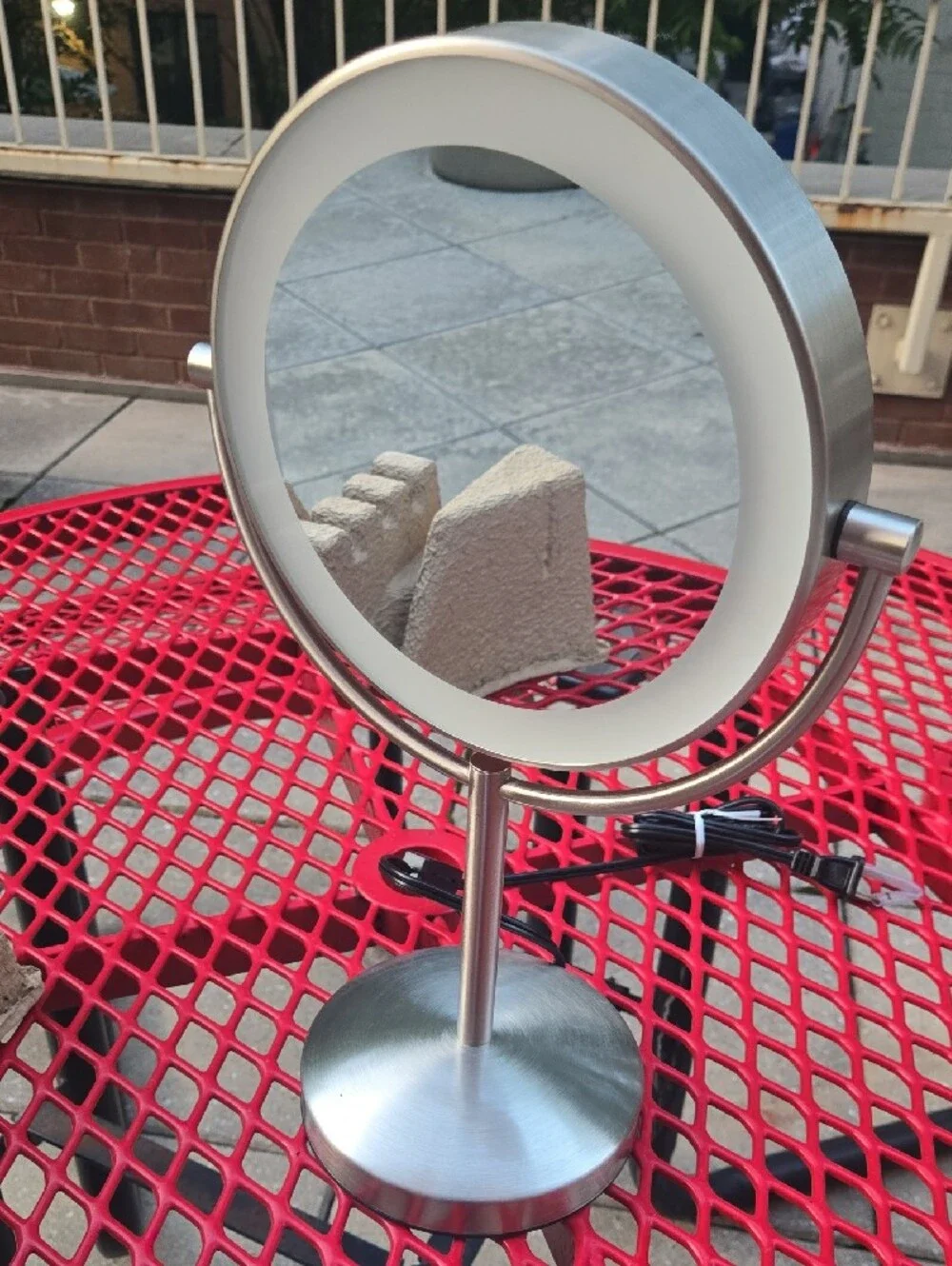 Reflections Brushed Nickel LED 1x/10x Magnifying Mirror